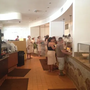 Cafeteria style walk up food buffet .. Made to order selections