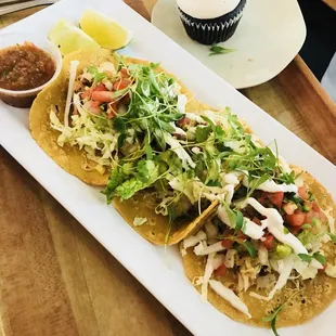 Fish tacos (with a side of cupcake)