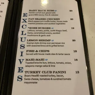 menu