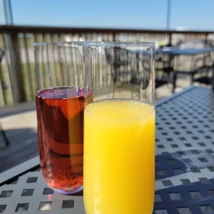 Mimosa - made with Cranberry Juice (left) and Orange Juice (right) 10.15.22