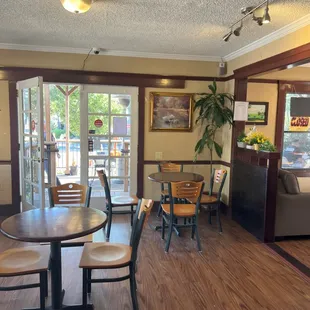 a view of the dining area