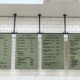 Menu on the wall