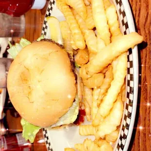 Burger  and fries