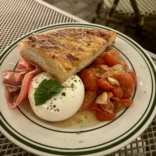 Burrata, Prosciutto, Roasted Tomatoes, Focaccia