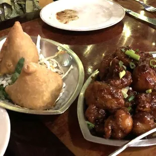 Vegetable Samosas and Cauliflower Bites