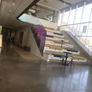 Theater-like seating. Notice the projector above it? Really fun to sit there and look down at the space.