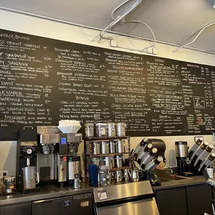 a menu on the wall