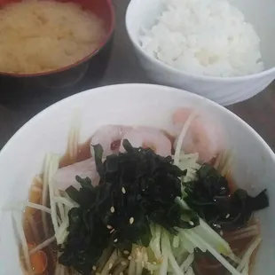 part of sashimi lunch combo.  miso soup was good, and rice was cold.