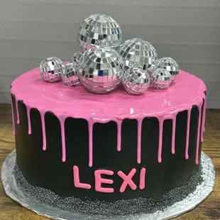Disco theme drip cake