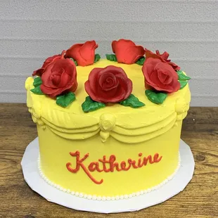 6&quot; Birthday cake- all frosting except roses