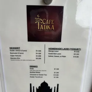 Dessert menu May 2024