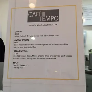 menu