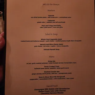 New Year&apos;s Eve Menu