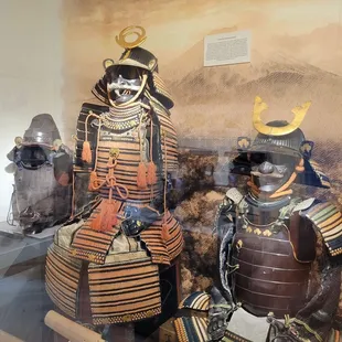 Samurai display features interesting masks (adorned with fur moustaches)