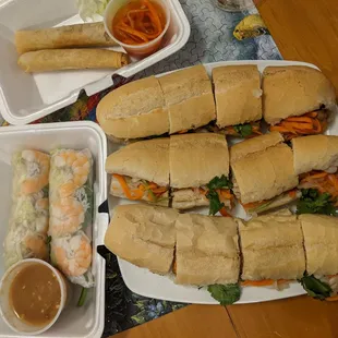 Banh mis, spring rolls and summer rolls