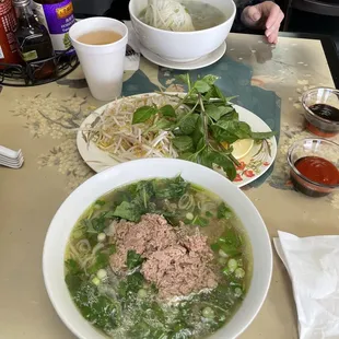 Beef ribeye and chicken pho