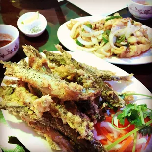 a plate of fried vegetables