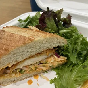 Half a slice of the panko crusted fried chicken sandwich