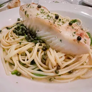 daily special - halibut over linguine - don&apos;t like it at all, either the halibut or the linguine