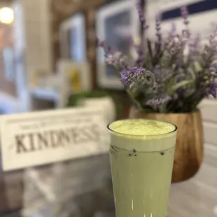 Iced Organic and Unsweetened Matcha Latte