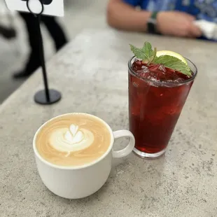 Latte and Black Hibiscus Iced Tea