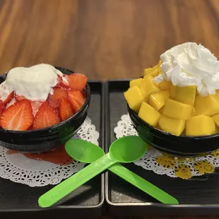 Strawberry Bingsu and Mango Bingsu