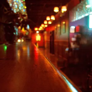 Smoky mahagony interior decor with many private rooms for karaoke