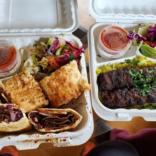 Beyfir Kebab (beef doner) and Adana kebab