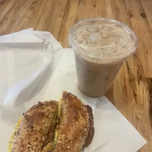 Humpty Hump Sandwich Iced latte with caramel