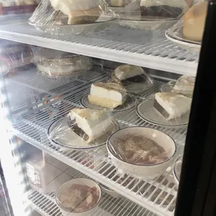 Pies and Desserts in the cooler.