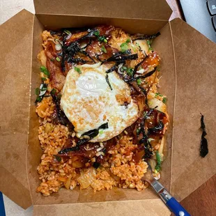 Kimchi fried rice with pork belly (to go box)