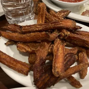 These are the sweet potato fries that I sent that because they were cold came back and they were overcook