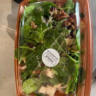 Spinach and cranberry salad with chicken.