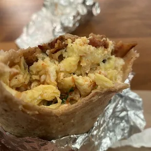 Low carb Breakfast Burrito with bacon