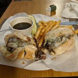 There sandwich is wonderful! French dip! Fries are awesome and I don't do fries! Happy!