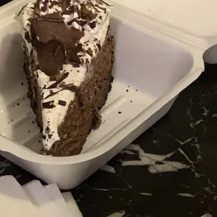 The only thing that was decent. Chocolate mousse cake?? He ordered "Tiramisu" so....?? Not sure if they got that wrong too. Ugh.