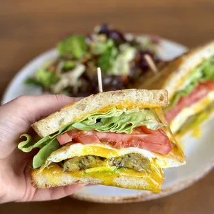 Grilled Breakfast Sandwich with chicken sausage