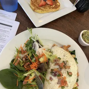 Veggie Omelette Blueberry Corncakes
