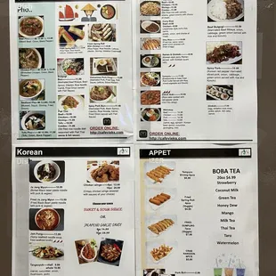 the menu of the restaurant