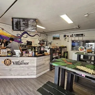 Inside the cafe with Philip hard at work