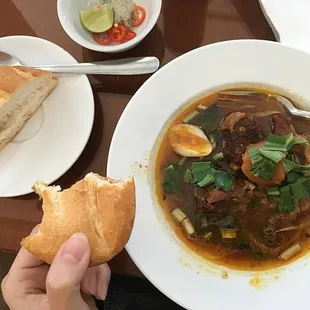 The fresh baguettes are used to make banh mi, but also pairs well with bo kho!