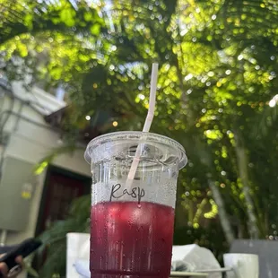 The best ! Raspberry hibiscus lemonade tea ! Tastes like agua de Jamaica!