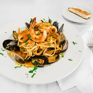 Seafood Fettuccini (I forget the actual name).