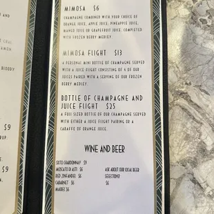 Drink menu