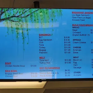 Non-drink menu (food items)