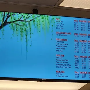 Non-coffee menu
