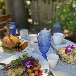 Crab Avocado Eggs Benedict, Crass-Fed Beef Burger