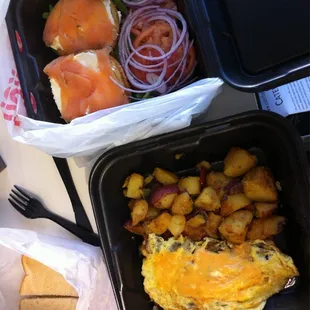 Nova platter; omelet w/mushrooms & cheese.
