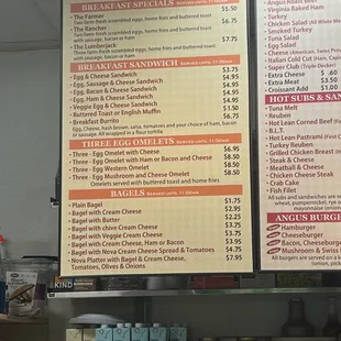 a menu for a restaurant