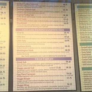 a menu for a restaurant